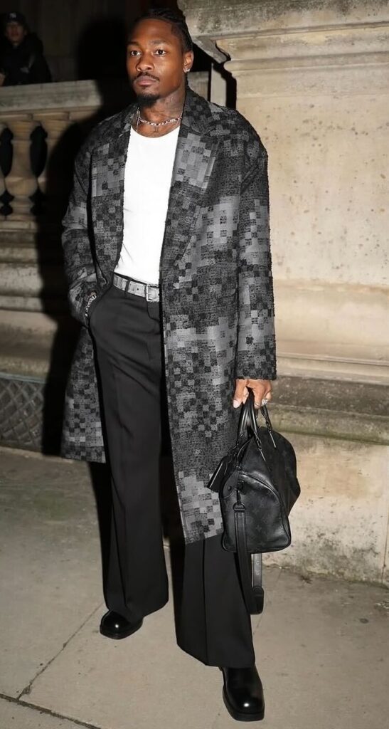 Stephon Diggs in LV in Paris fashion week.