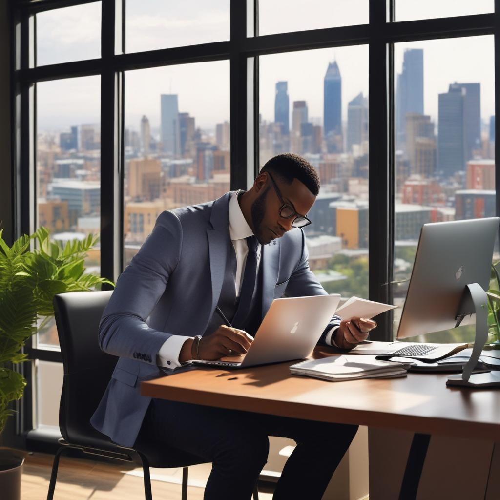 man working at desk