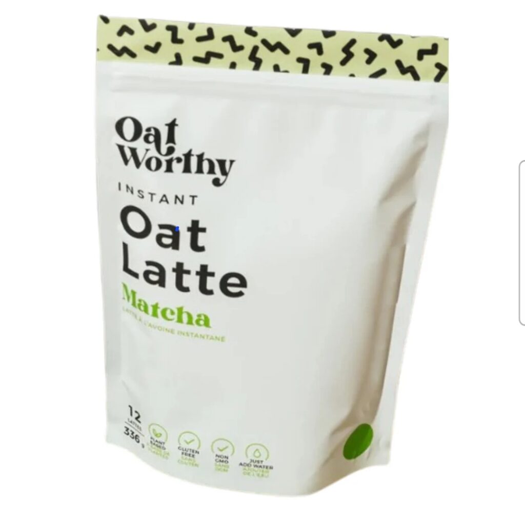 packaging of oat latte matcha